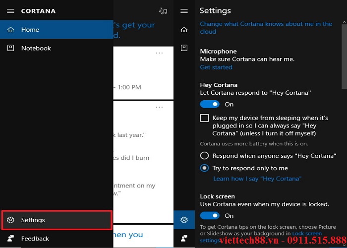 Cortana trên laptop chính hãng sử dụng windows 10